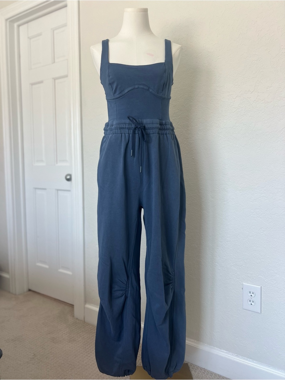 Free People Movement Inbound Jumpsuit Small Blue Wide Leg Athleisure